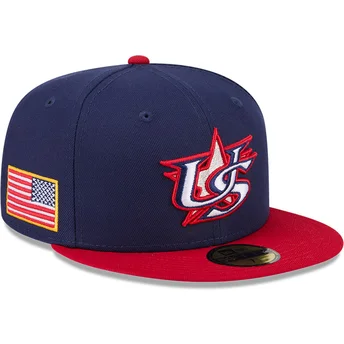 Petten plat marineblauw fitted 59FIFTY USA 2026 World Baseball Classic van World Baseball Classic van New Era