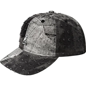 Petten gebogen zwart verstelbaar Denim Mashup Black Trompe L'Oeil van Kangol