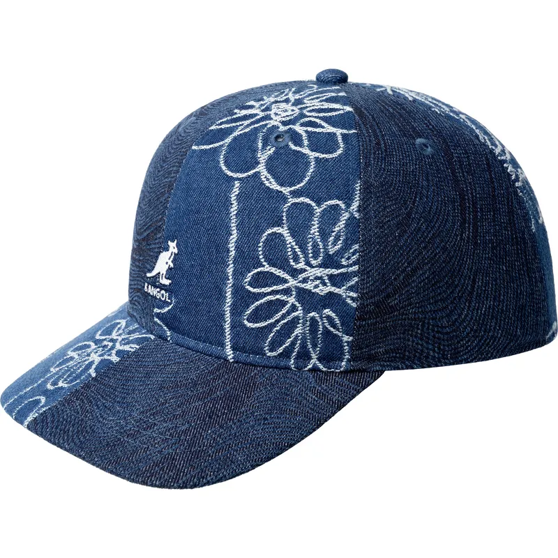 petten-gebogen-marineblauw-verstelbaar-denim-mashup-medium-blue-floral-van-kangol