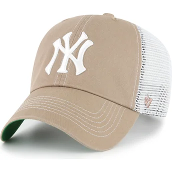 Petten gebogen bruin snapback Clean Up Trawler van New York Yankees MLB van 47 Brand
