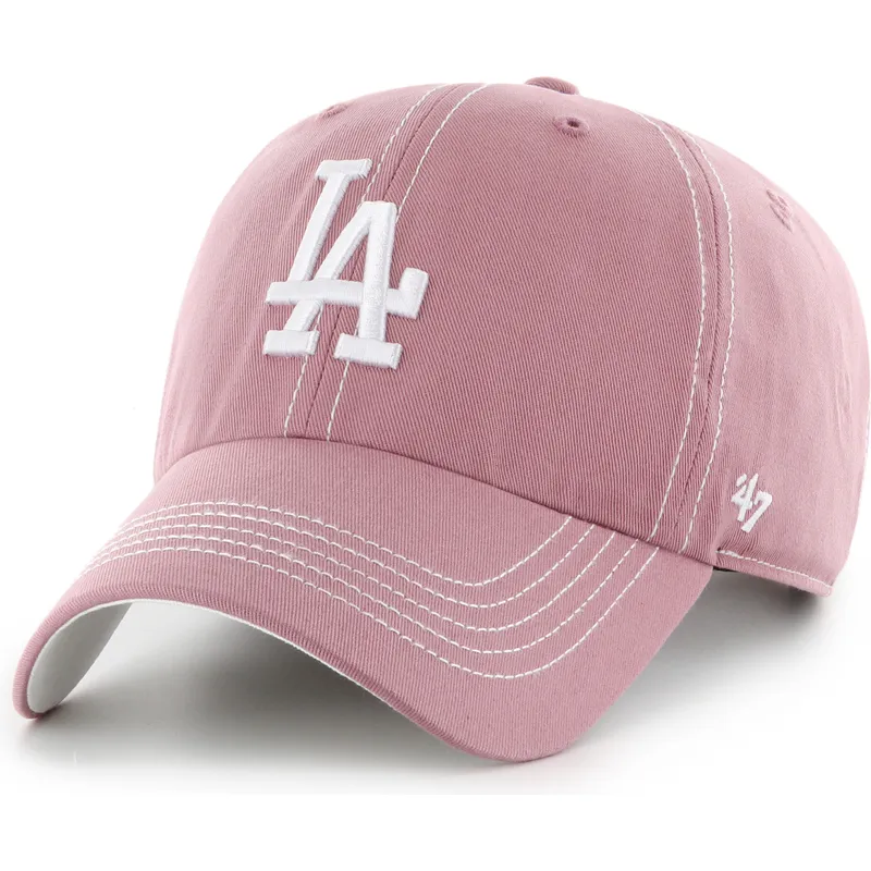 petten-gebogen-roze-verstelbaar-clean-up-contrast-stitch-van-los-angeles-dodgers-mlb-van-47-brand petten-gebogen-roze-verstelbaar-clean-up-contrast-stitch-van-los-angeles-dodgers-mlb-van-47-brand