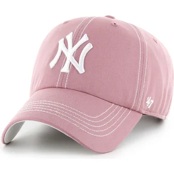 Petten gebogen roze verstelbaar Clean Up Contrast Stitch van New York Yankees MLB van 47 Brand
