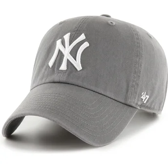 Petten gebogen grijs verstelbaar Clean Up No Loop Label van New York Yankees MLB van 47 Brand