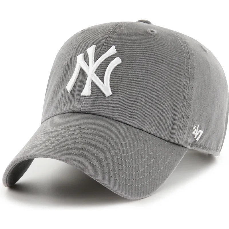 petten-gebogen-grijs-verstelbaar-clean-up-no-loop-label-van-new-york-yankees-mlb-van-47-brand petten-gebogen-grijs-verstelbaar-clean-up-no-loop-label-van-new-york-yankees-mlb-van-47-brand