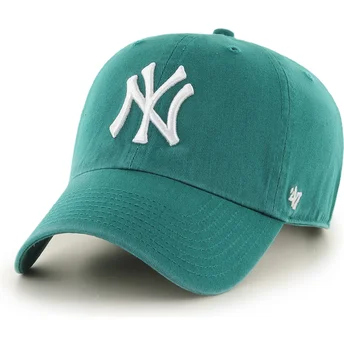 Petten gebogen groen verstelbaar Clean Up Tailgate Teal van New York Yankees MLB van 47 Brand