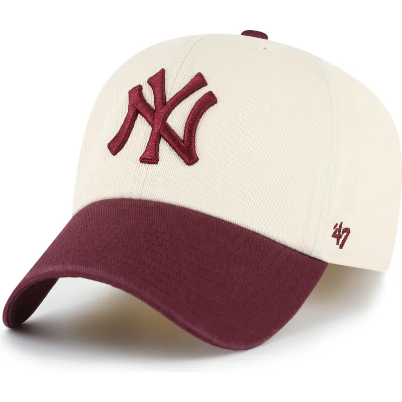 petten-gebogen-beige-verstelbaar-clean-up-two-tone-no-loop-label-van-new-york-yankees-mlb-van-47-brand