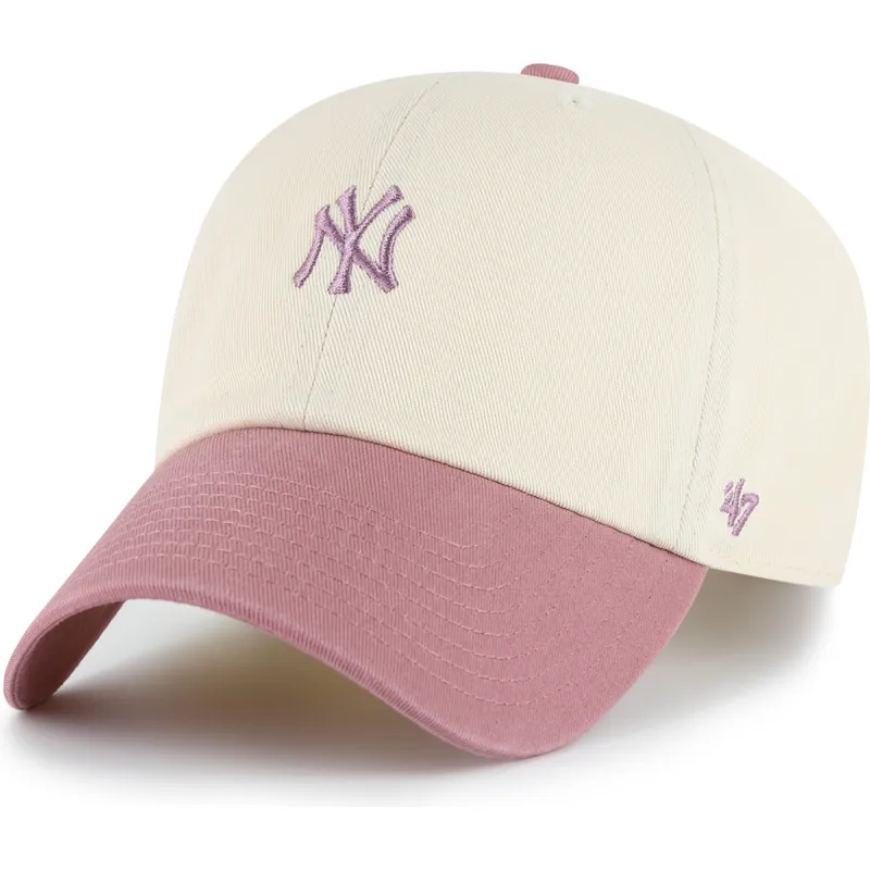 petten-gebogen-beige-verstelbaar-rosa-clean-up-base-runner-two-tone-van-new-york-yankees-mlb-van-47-brand