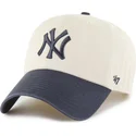 petten-gebogen-beige-verstelbaar-clean-up-two-tone-no-loop-label-van-new-york-yankees-mlb-van-47-brand