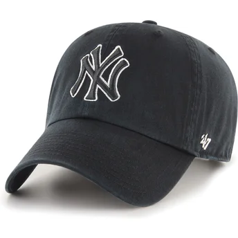Petten gebogen zwart verstelbaar Clean Up No Loop Label van New York Yankees MLB van 47 Brand