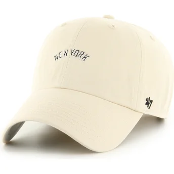 Petten gebogen beige verstelbaar Clean Up Base Runner Script van New York Yankees MLB van 47 Brand