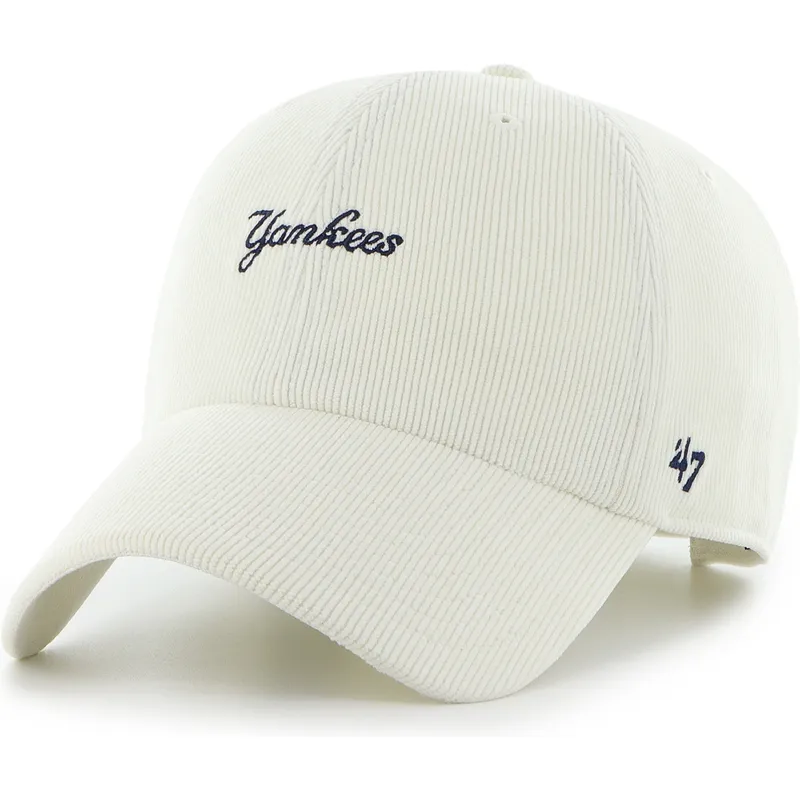 petten-gebogen-beige-verstelbaar-clean-up-mini-script-cord-van-new-york-yankees-mlb-van-47-brand