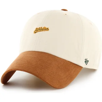 Petten gebogen beige verstelbaar Clean Up Mini Script Suede Visor van Oakland Athletics MLB van 47 Brand