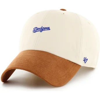 Petten gebogen beige verstelbaar Clean Up Mini Script Suede Visor van Los Angeles Dodgers MLB van 47 Brand