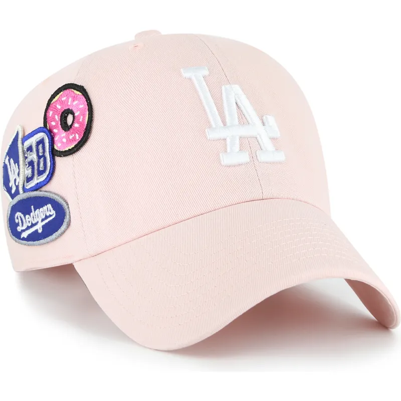 petten-gebogen-roze-verstelbaar-clean-up-badges-van-los-angeles-dodgers-mlb-van-47-brand