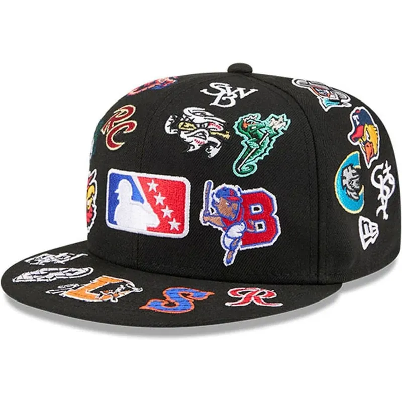 petten-plat-zwart-fitted-59fifty-all-over-van-milb-van-new-era