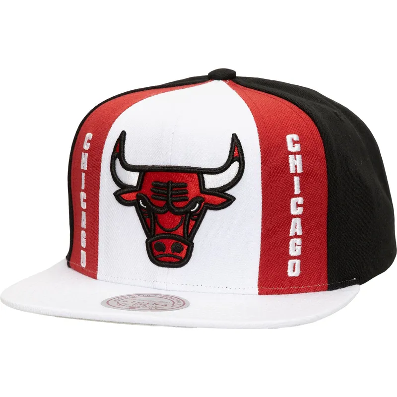 petten-plat-wit-snapback-old-cut-van-chicago-bulls-nba-van-mitchell-ness