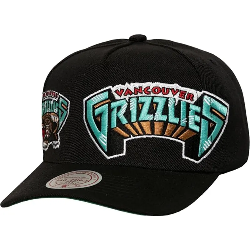petten-gebogen-zwart-snapback-busted-pro-van-vancouver-grizzlies-nba-van-mitchell-ness