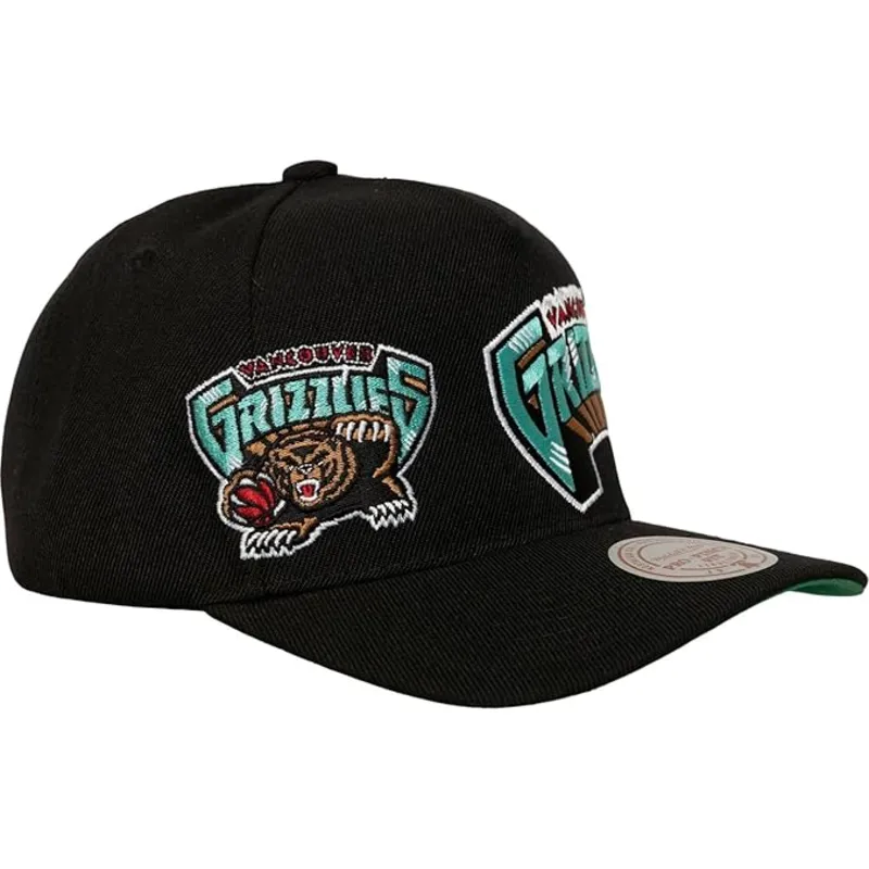 petten-gebogen-zwart-snapback-busted-pro-van-vancouver-grizzlies-nba-van-mitchell-ness