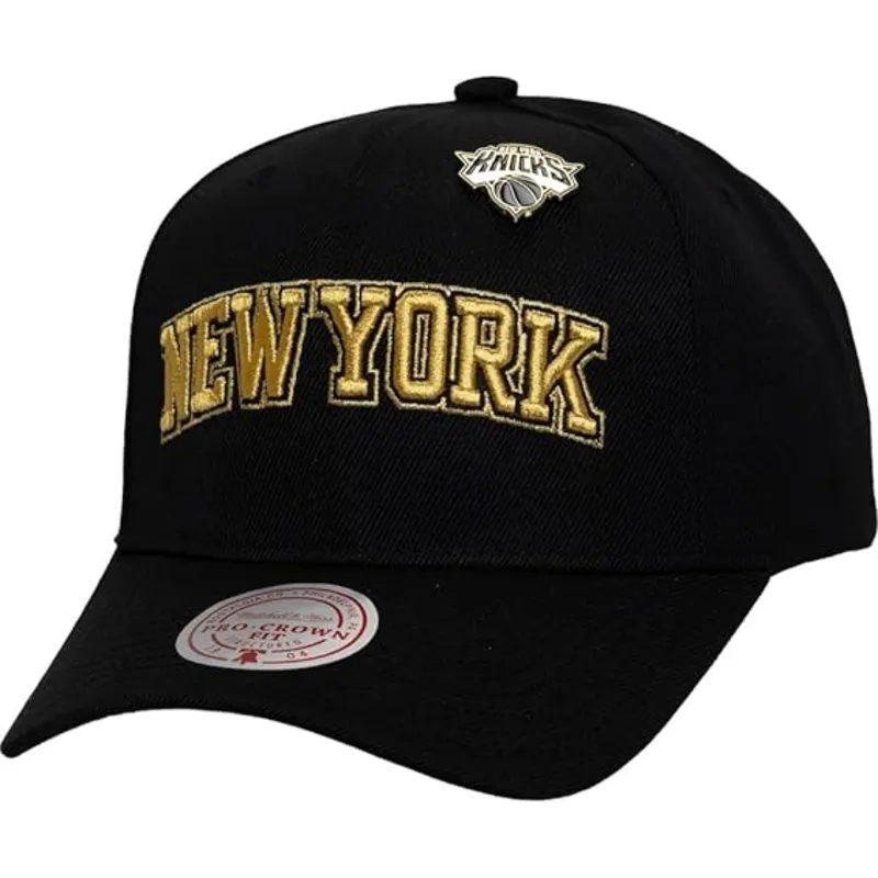 petten-gebogen-zwart-snapback-pinned-gold-pro-van-new-york-knicks-nba-van-mitchell-ness petten-gebogen-zwart-snapback-pinned-gold-pro-van-new-york-knicks-nba-van-mitchell-ness