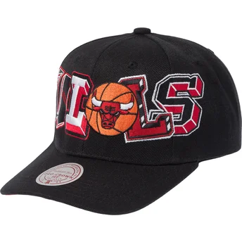 Petten gebogen zwart snapback Hyper Type Pro van Chicago Bulls NBA van Mitchell & Ness