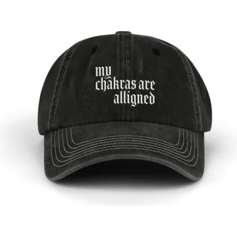 Petten gebogen zwart verstelbaar Alligned Chakras Distressed Washed van Pica Pica