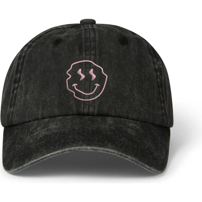 petten-gebogen-zwart-verstelbaar-smiley-washed-van-pica-pica