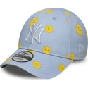 petten-gebogen-blauw-verstelbaar-voor-kinderen-9forty-summer-all-over-print-van-new-york-yankees-mlb-van-new-era
