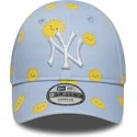 petten-gebogen-blauw-verstelbaar-voor-kinderen-9forty-summer-all-over-print-van-new-york-yankees-mlb-van-new-era