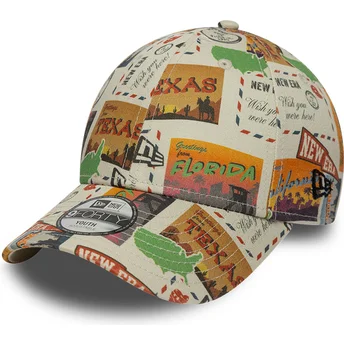Petten gebogen meerkleurig verstelbaar voor kinderen 9FORTY Location All Over Print van New Era