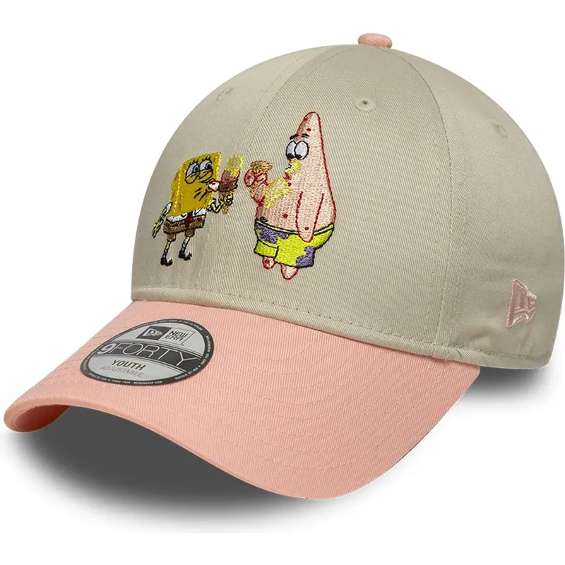 petten-gebogen-meerkleurig-snapback-voor-kinderen-9forty-van-spongebob-en-patrick-ster-van-new-era