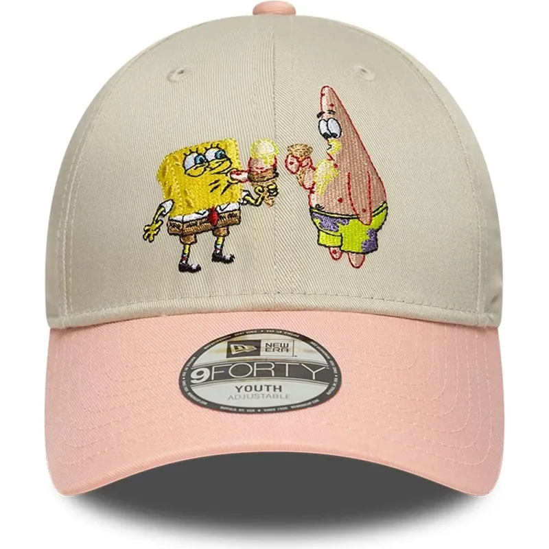 petten-gebogen-meerkleurig-snapback-voor-kinderen-9forty-van-spongebob-en-patrick-ster-van-new-era