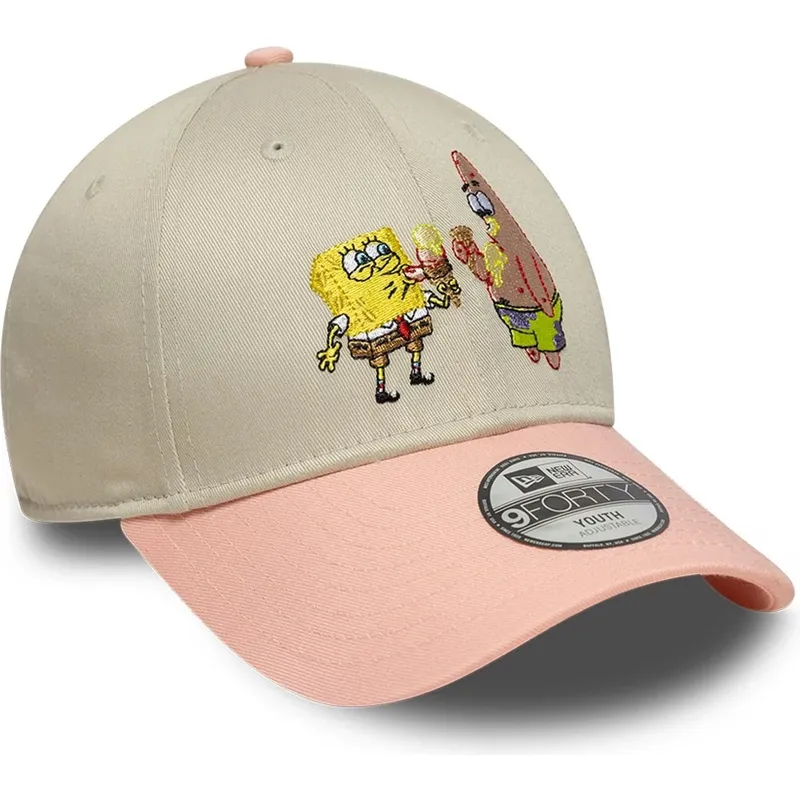 petten-gebogen-meerkleurig-snapback-voor-kinderen-9forty-van-spongebob-en-patrick-ster-van-new-era