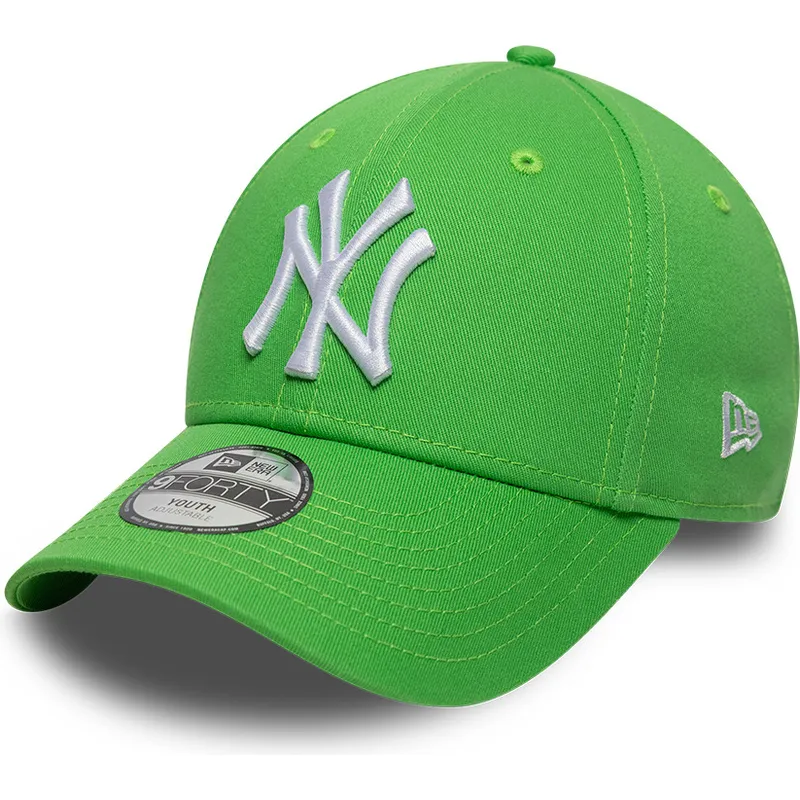petten-gebogen-groen-verstelbaar-voor-kinderen-9forty-essential-van-new-york-yankees-mlb-van-new-era