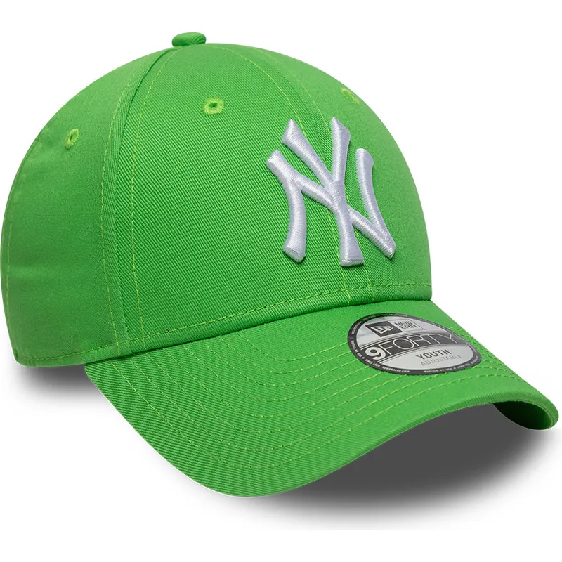 petten-gebogen-groen-verstelbaar-voor-kinderen-9forty-essential-van-new-york-yankees-mlb-van-new-era