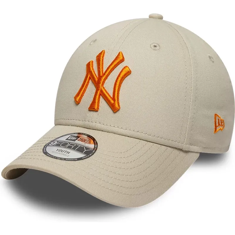 petten-gebogen-beige-verstelbaar-voor-kinderen-9forty-league-essential-van-new-york-yankees-mlb-van-new-era