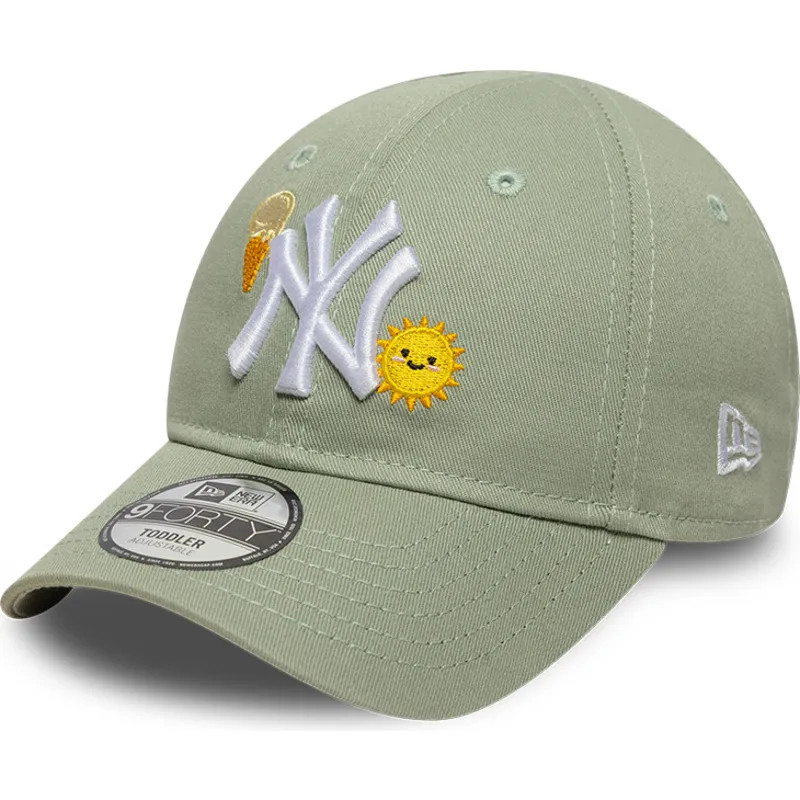 petten-gebogen-groen-verstelbaar-voor-kinderen-9forty-summer-icon-van-new-york-yankees-mlb-van-new-era
