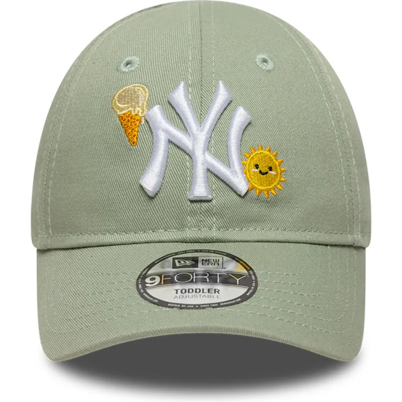 petten-gebogen-groen-verstelbaar-voor-kinderen-9forty-summer-icon-van-new-york-yankees-mlb-van-new-era