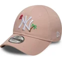 petten-gebogen-roze-verstelbaar-voor-kinderen-9forty-summer-icon-van-new-york-yankees-mlb-van-new-era