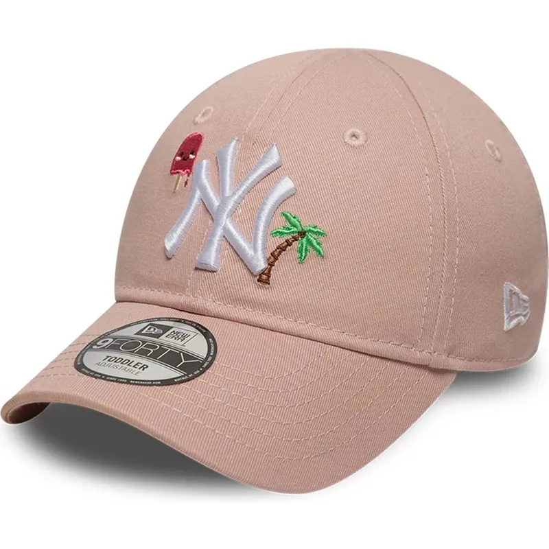 petten-gebogen-roze-verstelbaar-voor-kinderen-9forty-summer-icon-van-new-york-yankees-mlb-van-new-era