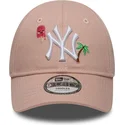 petten-gebogen-roze-verstelbaar-voor-kinderen-9forty-summer-icon-van-new-york-yankees-mlb-van-new-era