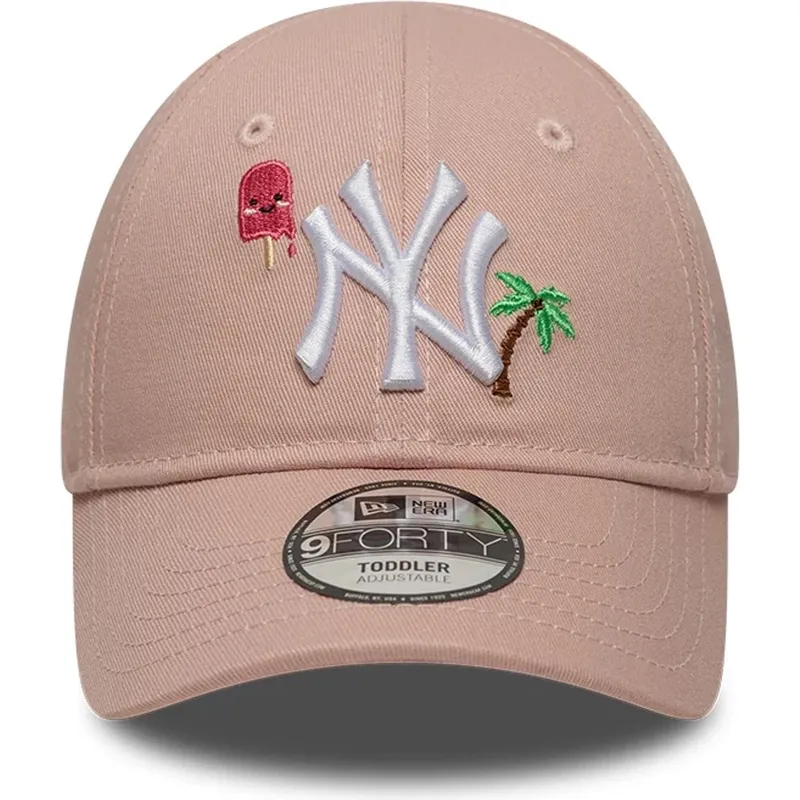 petten-gebogen-roze-verstelbaar-voor-kinderen-9forty-summer-icon-van-new-york-yankees-mlb-van-new-era