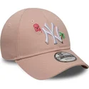 petten-gebogen-roze-verstelbaar-voor-kinderen-9forty-summer-icon-van-new-york-yankees-mlb-van-new-era
