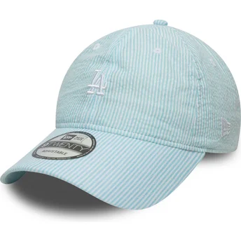 Petten gebogen blauw verstelbaar 9TWENTY Seersucker van Los Angeles Dodgers MLB van New Era