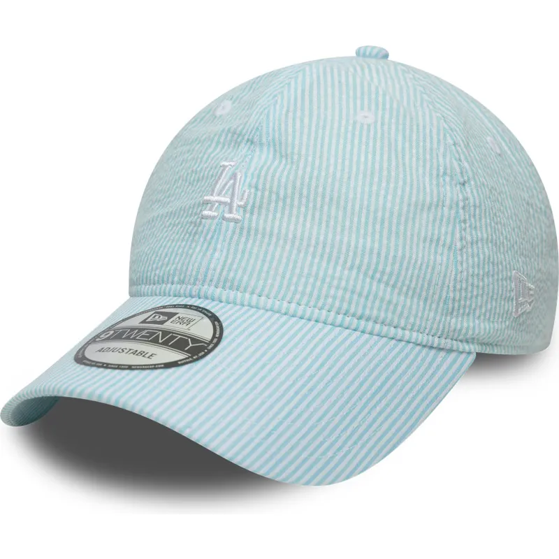 petten-gebogen-blauw-verstelbaar-9twenty-seersucker-van-los-angeles-dodgers-mlb-van-new-era