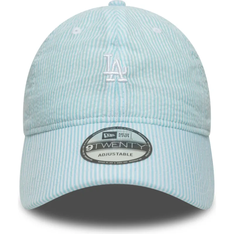 petten-gebogen-blauw-verstelbaar-9twenty-seersucker-van-los-angeles-dodgers-mlb-van-new-era