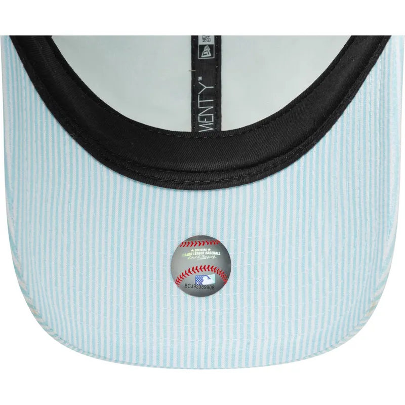 petten-gebogen-blauw-verstelbaar-9twenty-seersucker-van-los-angeles-dodgers-mlb-van-new-era