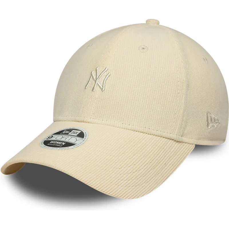 petten-gebogen-beige-verstelbaar-9forty-mini-cord-van-new-york-yankees-mlb-van-new-era