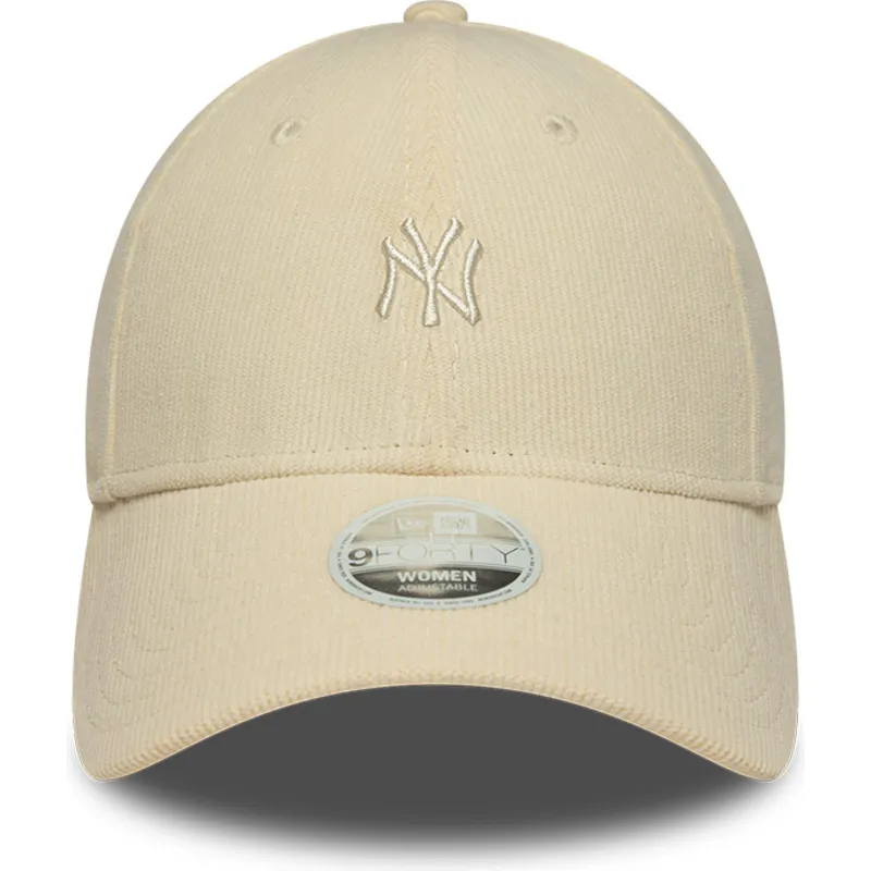 petten-gebogen-beige-verstelbaar-9forty-mini-cord-van-new-york-yankees-mlb-van-new-era