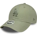 petten-gebogen-groen-verstelbaar-9twenty-midi-linen-van-los-angeles-dodgers-mlb-van-new-era