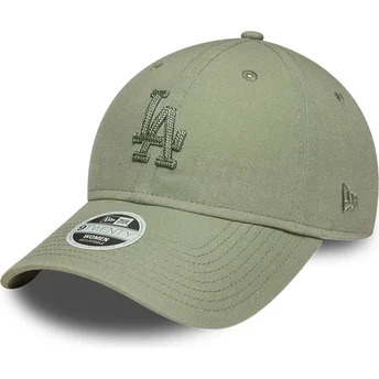 Petten gebogen groen verstelbaar 9TWENTY Midi Linen van Los Angeles Dodgers MLB van New Era